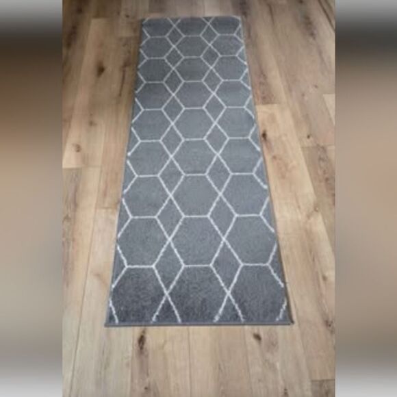 None Other - Geometric Gray Area Rug Runner Home Area House Run Long Carpet